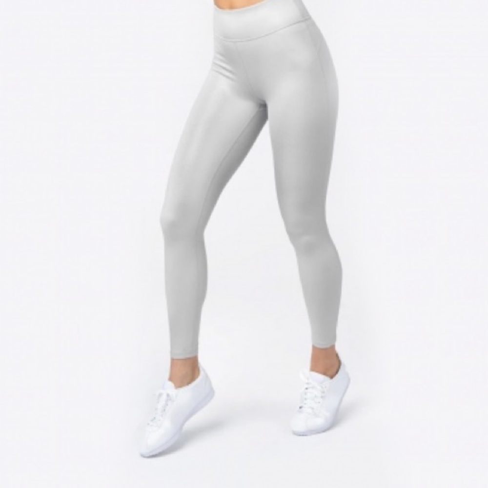 TLF Diamond High Waisted Workout Leggings Silver Chrome XS NWT